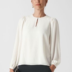 Whistles London Women's Smocked Shoulder Long Sleeve Blouse Top - US 4 - NWT